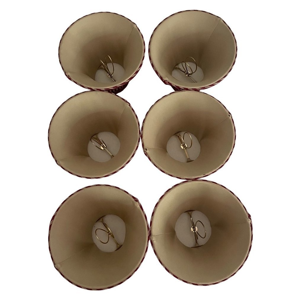 6″ Burgundy Antique Gold Striped Chandelier Lamp Shade 6 Total Vintage style - Picture 8 of 12
